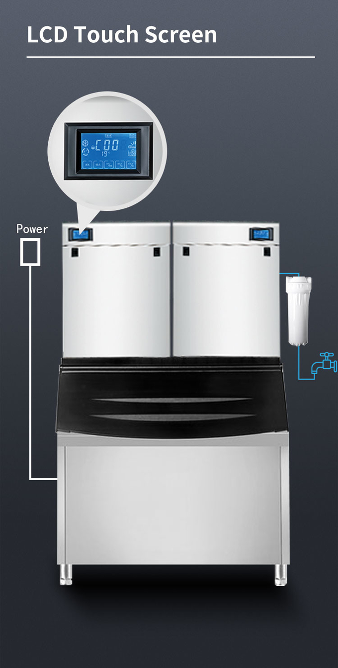 1000kg Commerciale Nugget Ice Machine Raffreddamento ad aria 22mm Automatic Clear Ice Maker 0
